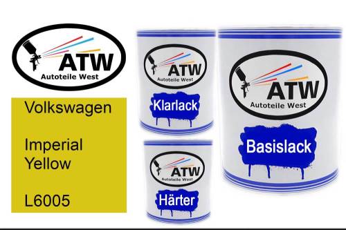 Volkswagen, Imperial Yellow, L6005: 1L Lackdose + 1L Klarlack + 500ml Härter - Set, von ATW Autoteile West.